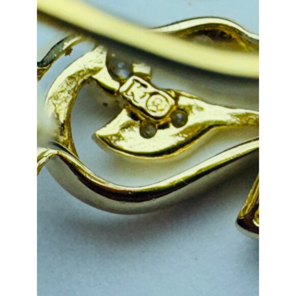 Estate Gold Over 925 Silver Leaf Band Ring w/ CZ Accents, Size 9, 6.3g Vintage - Picture 7 of 10